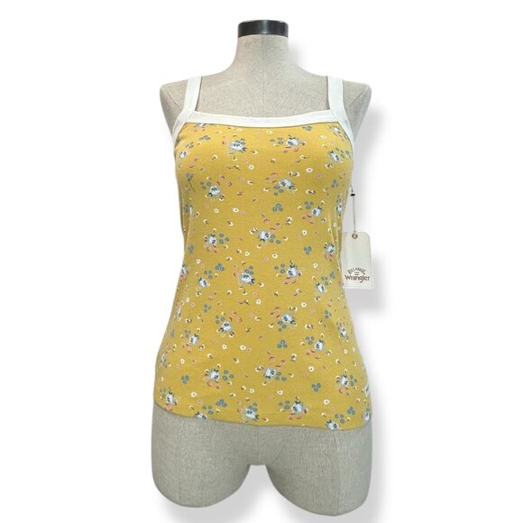 BILLABONG WRANGLER The Ringer Tank Top Sz XS Yellow Floral Print Organic Cotton - Picture 3 of 7